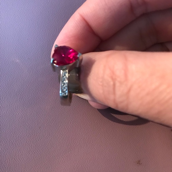 Beautiful Ring/Composite Ruby/Faux Diamond Accents - Picture 3 of 6